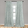 thumbnail image 4 of Ambesonne Damask Curtains, Swirling Lotus Flowers Art, Pair of 28"x84", Pale Mint Green Lavender, 4 of 4