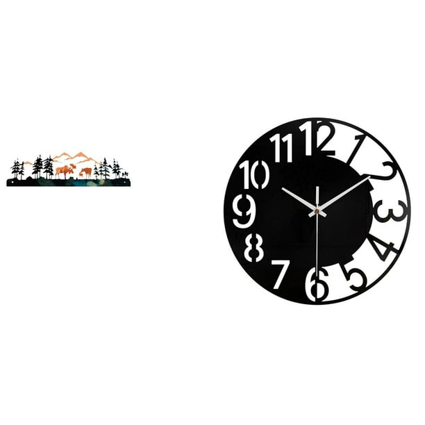 Escultura de pared,Escultura decorativa de pared con flores de metal estilo bohemio,Reloj de pared grande,Reloj de pared acrílico silencioso moderno,Reloj de pared grande para