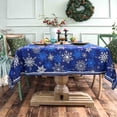 thumbnail image 6 of Classic Blue Winter Snowflake Christmas Tablecloth - Blue and White Winter Holiday Snowflake Print Xmas Easy Care Table Cloth Decoration Table Cover, 60" x 84" (6-8 Seats)，Oblong/Rectangle, 6 of 6