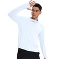 thumbnail image 4 of Men's Sun Protection Hoodie Full Zip Lightweight Cooling Long Sleeve Athletic Shirt with Thumb Holes for Fishing Hiking Outdoor,L,Light Blue, 4 of 8