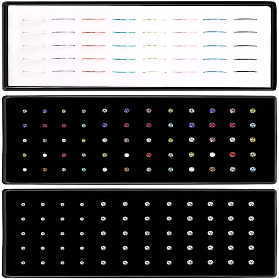 DESIGNICE Nose Rings Studs 3 Sets 160Pcs Stainless Steel Studs Rings Piercing Pin Body Jewelry 1.5/2/2.5mm Ideal Gift for Girls and Wife or Daily Wear