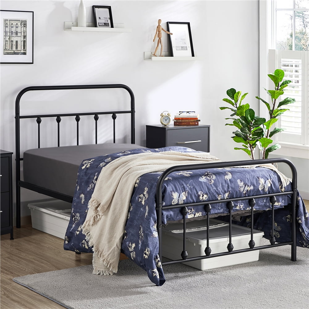 Metal Twin Bed With High Headboard, How To Set Up A Bed With Just Headboard