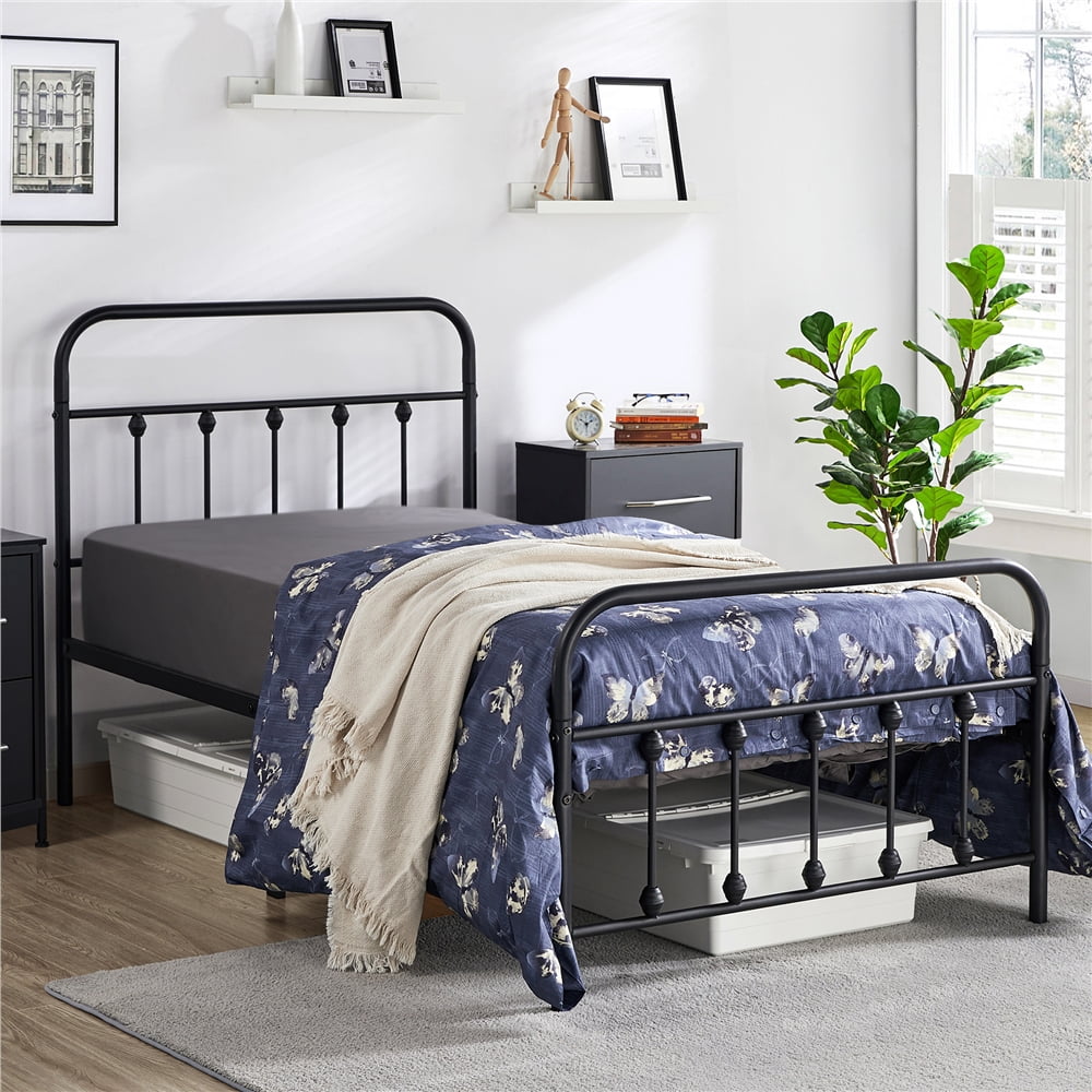 Yaheetech Classic Metal Bed Frames with High Headboard and Footboard