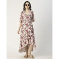 thumbnail image 2 of Moomaya V Neck Printed Rayon 3/4 Sleeve Wrap Dress - Women's Stylish Wrap Dress, 2 of 9