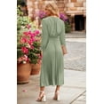 thumbnail image 3 of Vestido PRETTYGARDEN Midi Plisado con Pompones y Escote en V Verde Claro XXL, 3 of 8