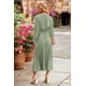 thumbnail image 3 of Vestido PRETTYGARDEN Midi Plisado Manga Larga Cuello en V Verde S, 3 of 8