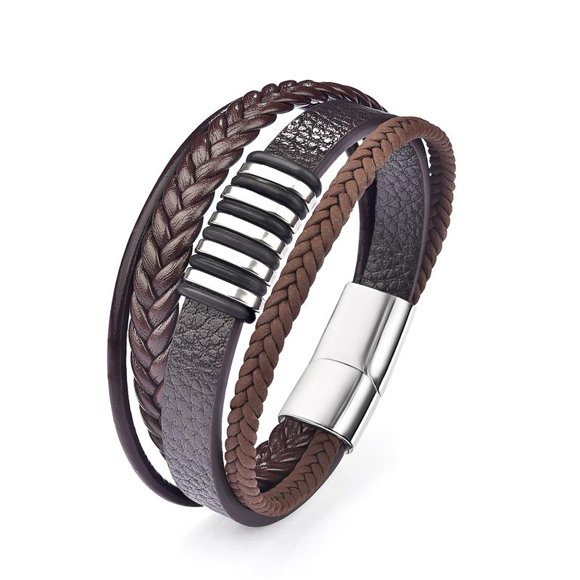High Quality Men‘s Leather Bracelet Stainless Steel Multi-layer Combination Accessory Fashion Man Jewelry Wholesale Dropshipping