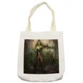 thumbnail image 1 of Fantasy World Tote Bag, Death King Leading Against Demons and Ghosts Revenge Illustration Print, Cloth Linen Reusable Bag for Shopping Books Beach and More, 16.5" X 14", Cream, by Ambesonne, 1 of 2