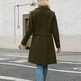 thumbnail image 5 of Women's Lapel Mid-Length Button-Down Woolen Coat for Fall and Winter, Classic Style, Winter Clothes for Women,Army Green,L, 5 of 6