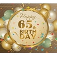 thumbnail image 3 of Golden Theme 65th Birthday Banner Festive Decoration Balloon Design Party Backdrop for Senior Celebration Event Indoor Setup, 3 of 7