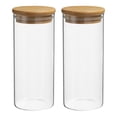 thumbnail image 1 of Unique Bargains 14 oz Glass Jar with Airtight Bamboo Lid Glass Kitchen Container Clear Food Storage Jar 2 Pack (15x6.6cm), 1 of 6