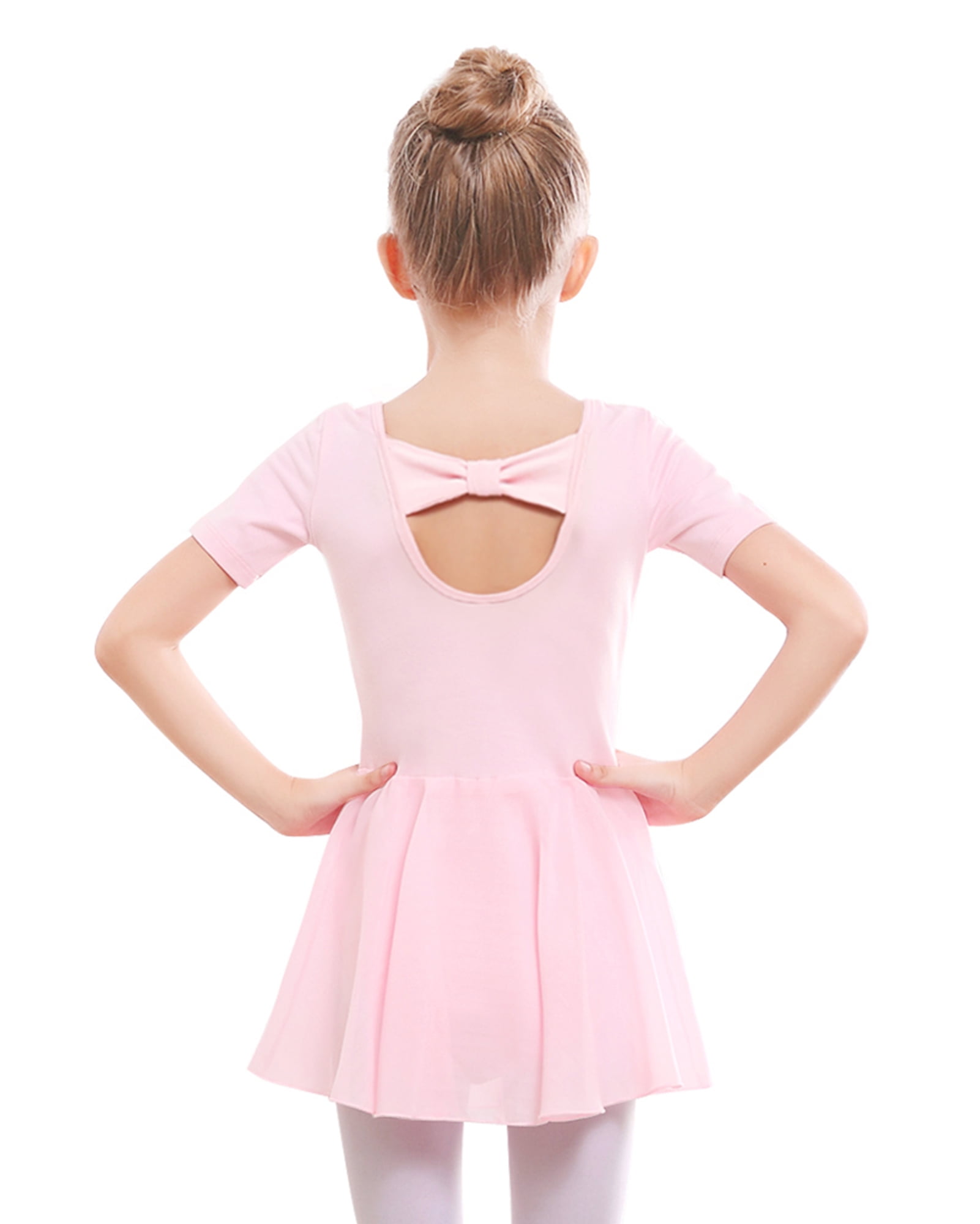STELLE Ballet Leotard Short Sleeve Bow Back with Chiffon Skirt