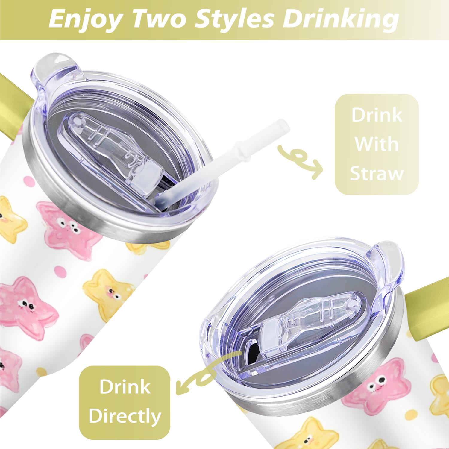 40 oz Tumbler Starfish with Handle Stainless Steel Water Bottle Leak Resistant Cup Car Cup Holder Friendly for Travel Commuting