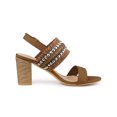 thumbnail image 3 of BLISSFUL STEP Women's Boho Buckle Ankle Strap Block Heels Sandals Brown (Size 11), 3 of 6