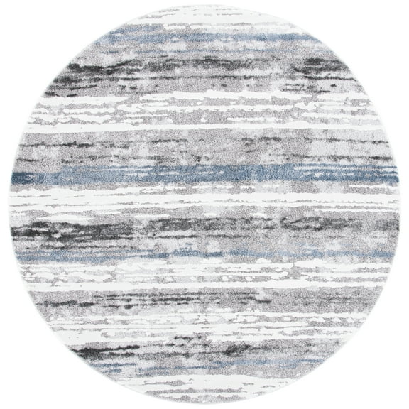 SAFAVIEH Century Desi Striped Area Rug, Grey/Blue, 6'7" x 6'7" Round