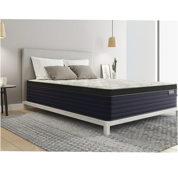 JERFIT 14" King Cool Copper Hybrid Mattress, Firm Euro Pillow Top, Gel Memory Foam Innerspring for Back Support, Cooling, Pressure Relief, CertiPUR-US GREENGUARD Gold Certified, Made in USA