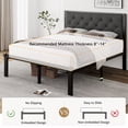thumbnail image 5 of Einhomn Full Size Platform Bed Frame with Linen Upholstered Headboard, 12" Underbed Space, Metal Slat Supported, 5 of 9