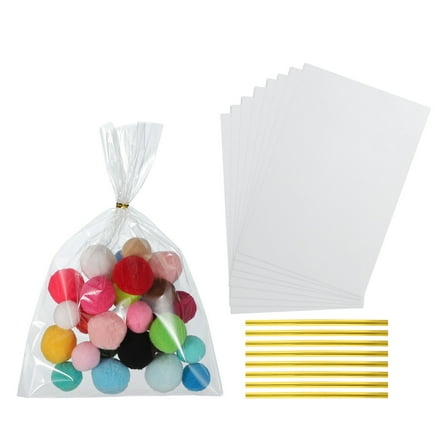 Uxcell Treat Bags, Clear Gift Bags with Twist Ties Plastic Gift for Candy Party Favor Cookies Packaging Bakery 5 in