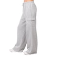 thumbnail image 5 of COUVER Women’s Cotton Blend Fleece Cargo Jogger Pants with Pockets, Heather Grey, Large, 1 Pair, 5 of 6