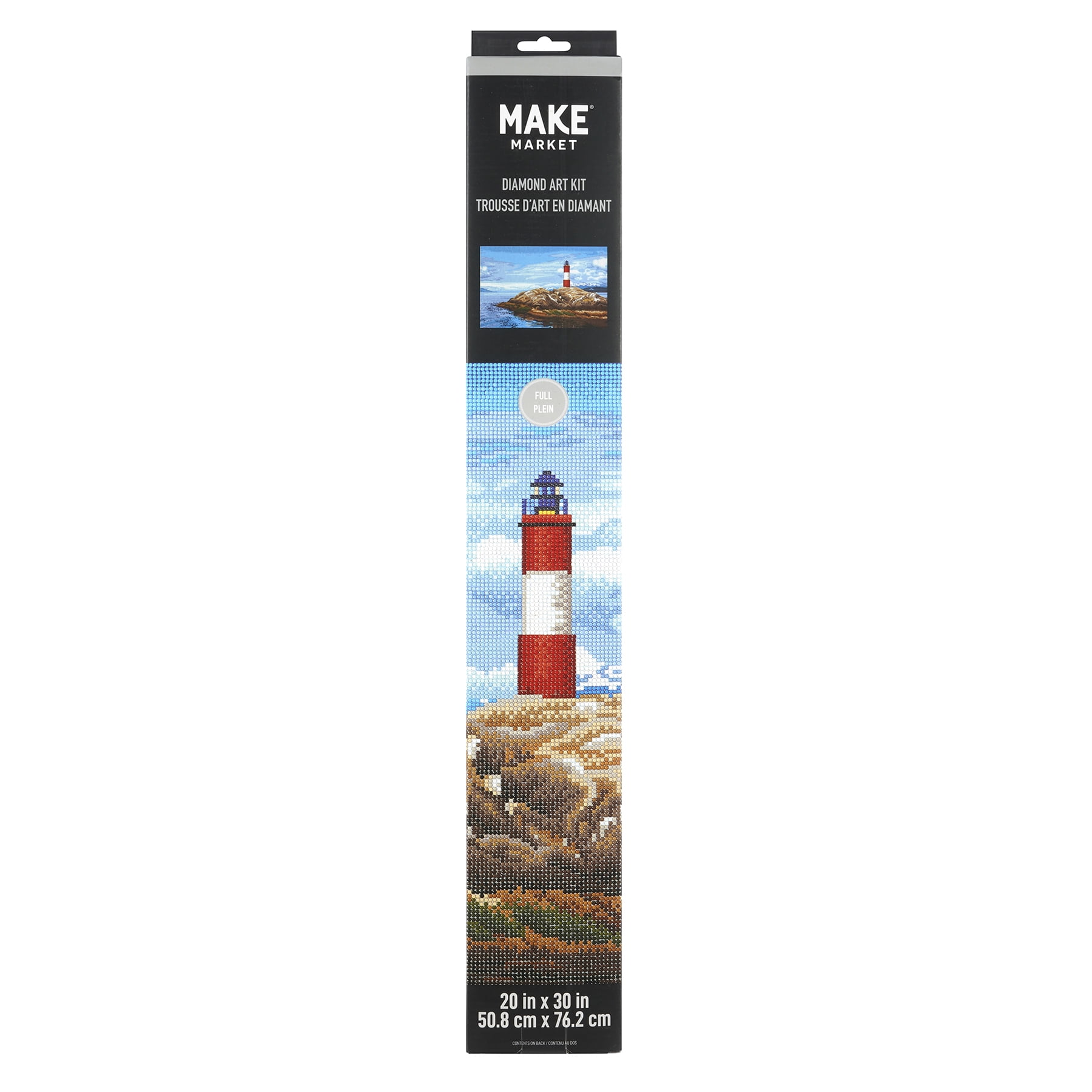 Lighthouse Painting Diamond Art Kit by Make Market – Full Drill with Gems & Tools - 20" x 30" Canvas - 6 Pack
