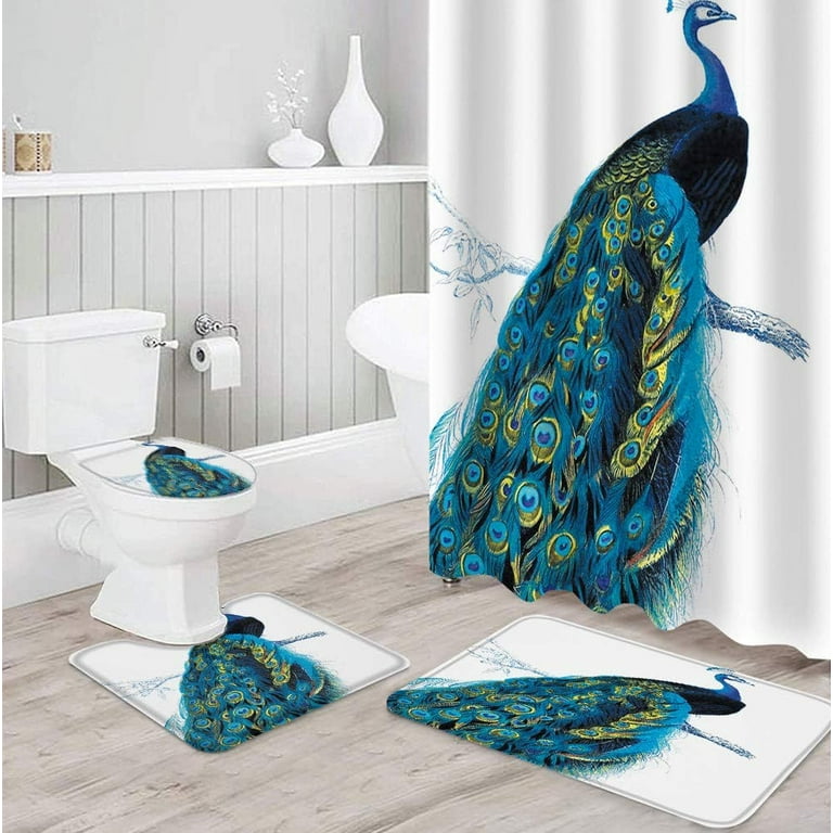 ZHANZZK Lavender 4 Piece Bathroom Set Shower Curtain Bath Rug Contour Mat  and Toilet Lid Cover