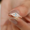 thumbnail image 3 of Rosec Jewels Baguette Shape Aquamarine Promise Ring with Diamond for Women - AAA Grade, 14K Rose Gold, US 3.00, 3 of 8