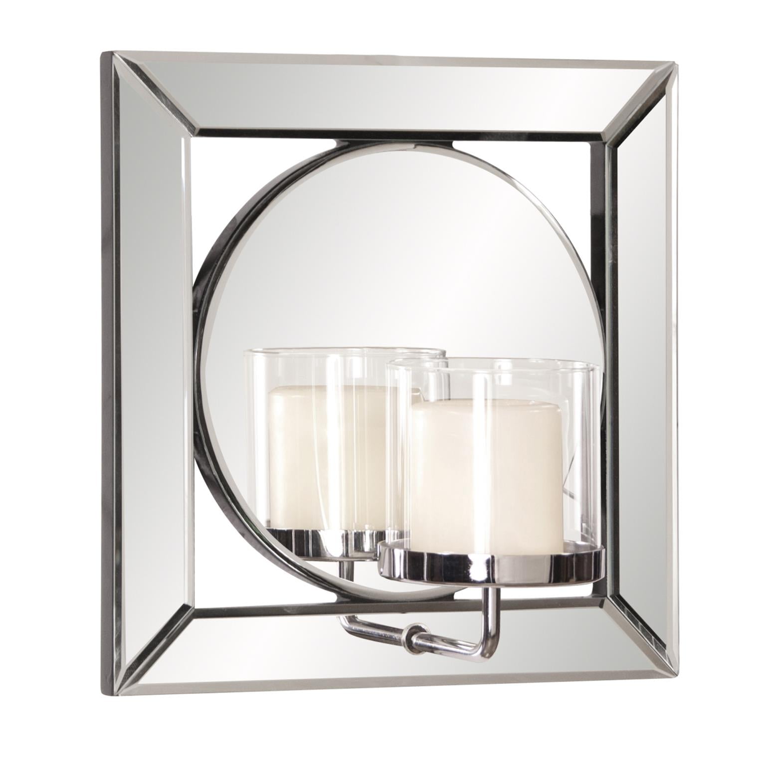 Tyler Dillon Square & Circle Decorative Wall Mirror with Candle Holder 12" x 12"