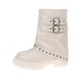 thumbnail image 3 of Willtoo Womens Retro Platform Mid-Calf Boots with Metal Buckles and Rivets Round Toe Slouchy Ruched Stacked Combat Boots, 3 of 6