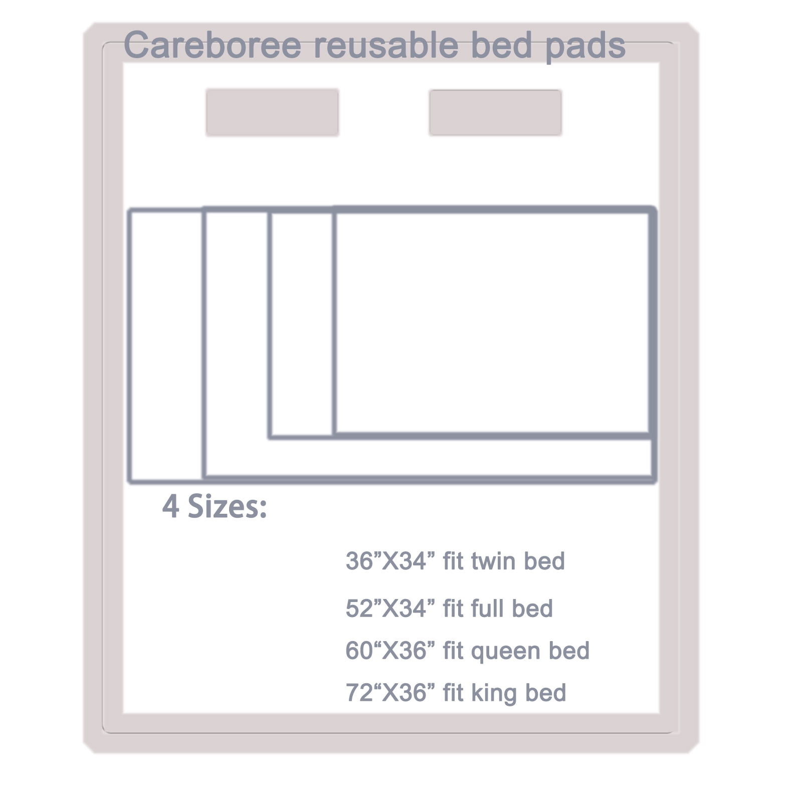 2 Pack Soft-brushed Absorbent Incontinence Underpads Leakproof Bed Pads Washable Reusable 34X52 Fit Full Bed Waterproof  Sheet Mattress Protector