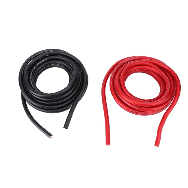 Câble de Mise à la Terre pour Automobile, Connexion Flexible Anti-Fissure Rouge Noir 1/0AWG 20 Pieds Câble d'Alimentation Haute Résistance avec Tube Rétractable pour Remorques RVs