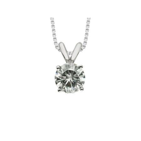 Classic Style Pendant - Forever Classic Round Cut 6.5mm Moissanite Pendant Necklace, 1.00ct DEW