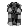 thumbnail image 4 of Dwaogom Women Vest Lapel Open Front Buffalo Plaid Sleeveless Cardigan Jacket Coat, 4 of 7