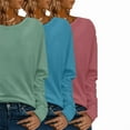 thumbnail image 5 of MORTTIC Women's 3-Pack Plus Size Long Sleeve Crew Neck T-Shirts, Loose Fit Basic Casual Tee Tops Black Blue Fuchsia，2XL, 5 of 12