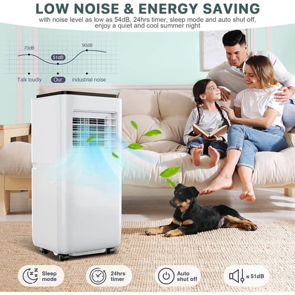 Portable Air Conditioners, Smart Portable Ac with Remote Control, LED Display, Built-In Cool, Dehumidifier, Fan, 24hrs Timer, 54 DB Quiet, 10000 BTU for Rooms Up to 450 Sq. Ft., Ac Unit for Home