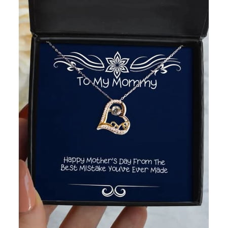 amangny Funny Mommy Gifts, Happy Mother's Day from The Best Mistake You've Ever Made, Mommy Love Dancing Necklace from Son Daughter