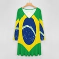 thumbnail image 4 of Brazilian Flag Long Sleeve Dresses For Women Vintage Elegant Party Dress Oversized V-neck Dress S-8XL, 4 of 7