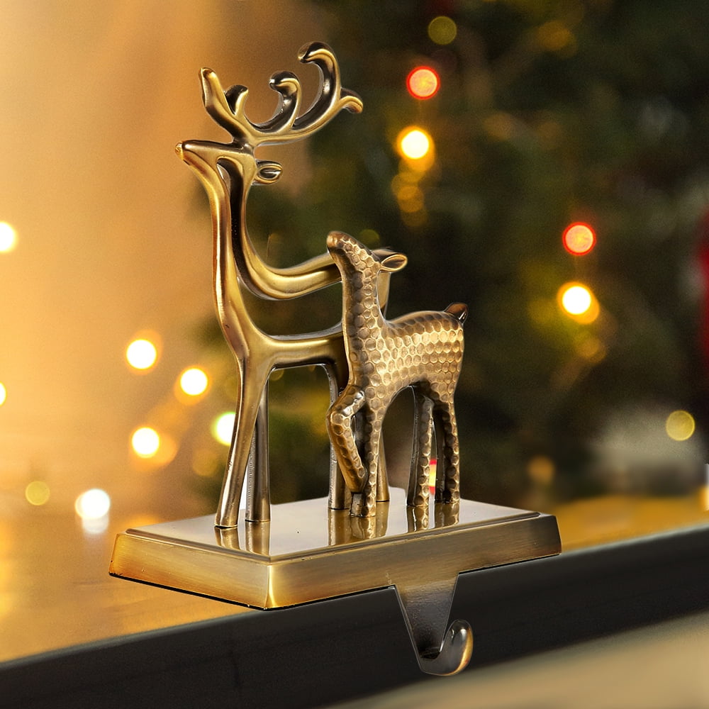 Willkey Christmas Stocking Holders for Fireplace Mantle Anti-Slip