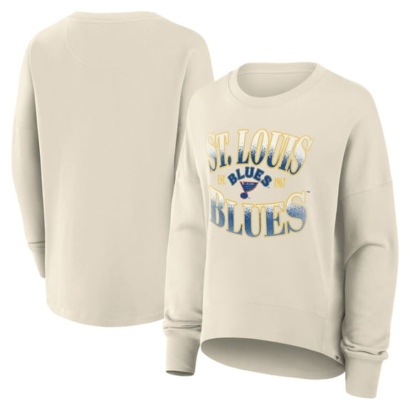 Women's Fanatics Cream St. Louis Blues Oversized Vintage Slice Pullover Sweatshirt