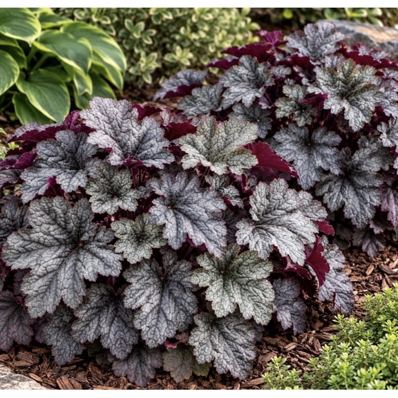Smoke and Mirrors Heuchera Live Plant Plugs – Silver Purple Coral Bells Perennial – Colorful Foliage Starter Plants for Shade Gardens, Borders & Containers, 5 Plants