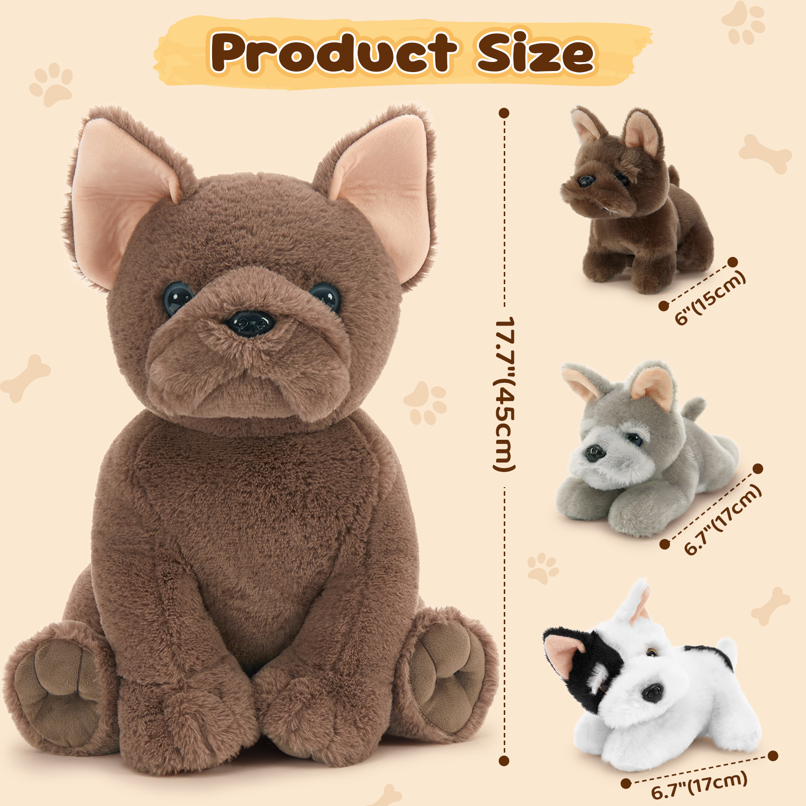 MorisMos French Bulldog Stuffed Animal with 3 Babies