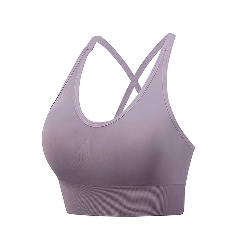 Sports Bras for Women Deals!AIEOTT Sexy Comfortable Plus Size Bra，Yoga  Solid Sleeveless Cold Shoulder Casual Tanks Blouse Tops Intimates,Fashion  Gifts for Women,Yoga Sport Bra,Summer Savings Clearance 