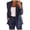 Navy, variant on Lindreshi 2 Piece Blazer Suits for Women Plus Size Women Solid Long Sleeve Tops Cardigan Coat Pockets Long Pants Suit