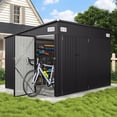 thumbnail image 2 of BaPiPro 10'x8' Lean-to Metal Storage Shed, Outdoor Lockable Shed with Triple Doors & Vents for Garden, Backyard, Patio - Black, 2 of 9