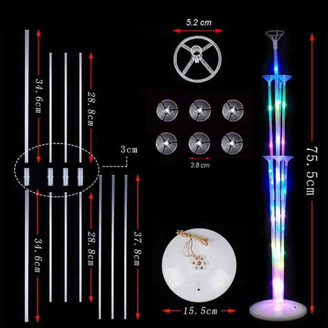 Soporte luminoso para soporte de globos, kit de soporte para globos, soportes para palos de globos de colores, kit de soporte para globos Lograr más