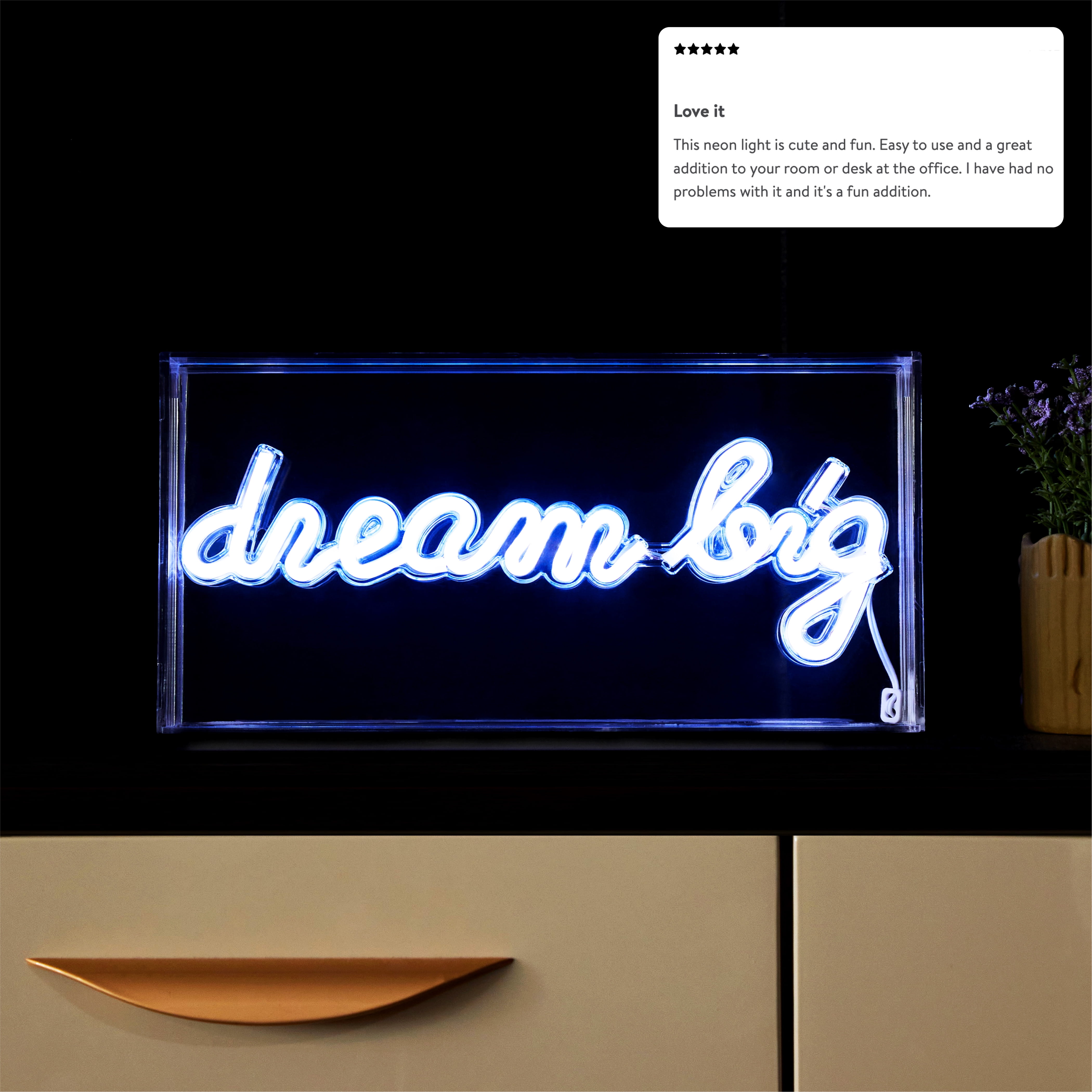 Urban Shop LED Neon Dream Big Clear Acrylic Box, Cool White