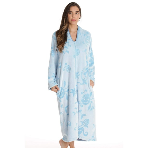 Just Love Plush Zipper Lounger Robe Solid Color Bathrobe for Women