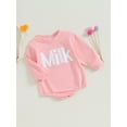 thumbnail image 3 of Bagilaanoe Newborn Baby Girl Oversized Romper Sweatshirt Long Sleeve Bodysuits Letter Pattern Pullover 3M 6M 12M 18M Infant Casual Tee Tops, 3 of 7