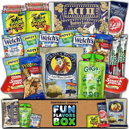 Fun Flavors Box Gluten Free Snacks Care Package - 20 Snacks Variety Assortment of Chips, Fruit Snacks, Applesauce, Popcorn Snack Gift Box