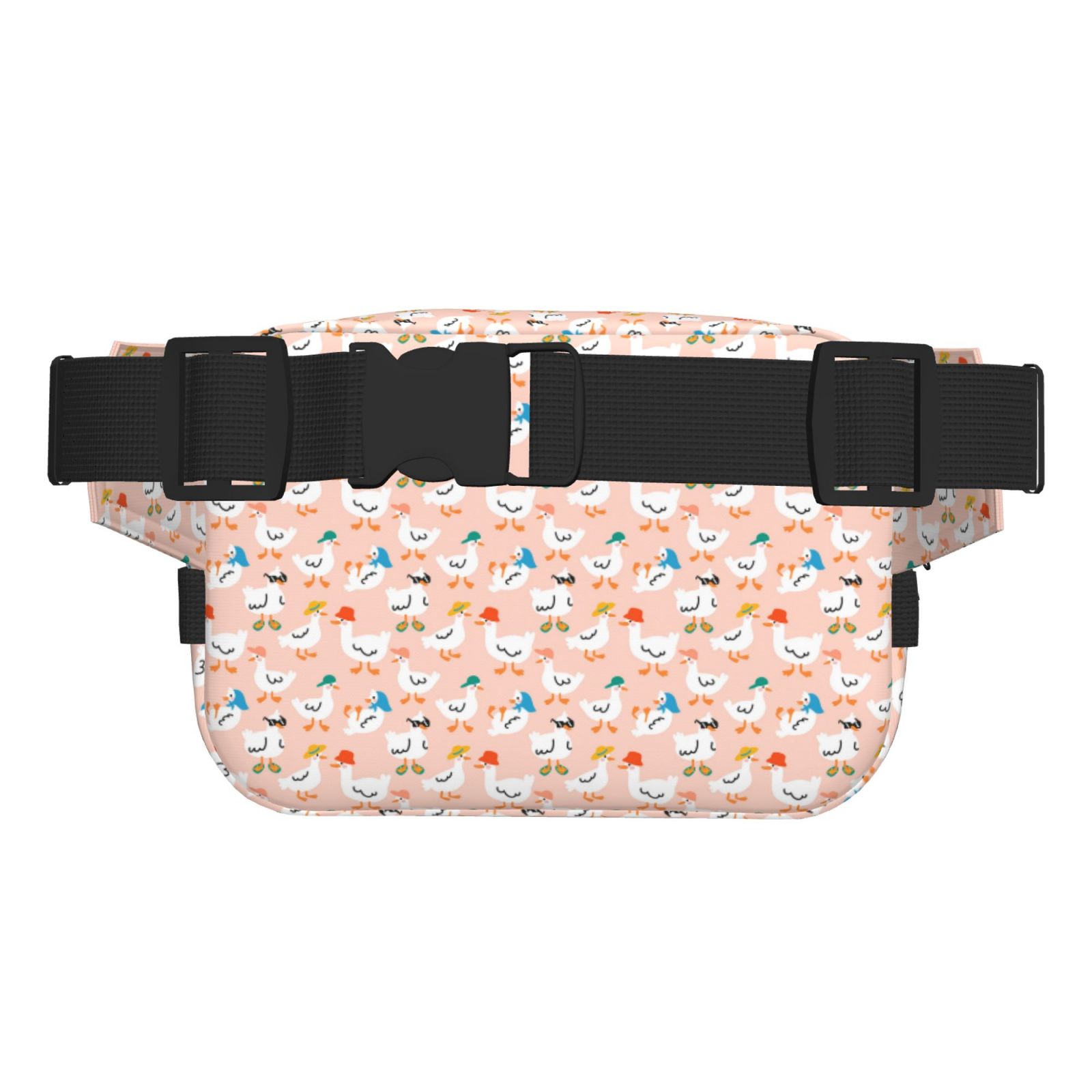 Picia Cute Ducks In Hats Print Square Double-Layer Waist Bag Mini Adjustable Waist Belt Bag Exercise Running Travel Hiking