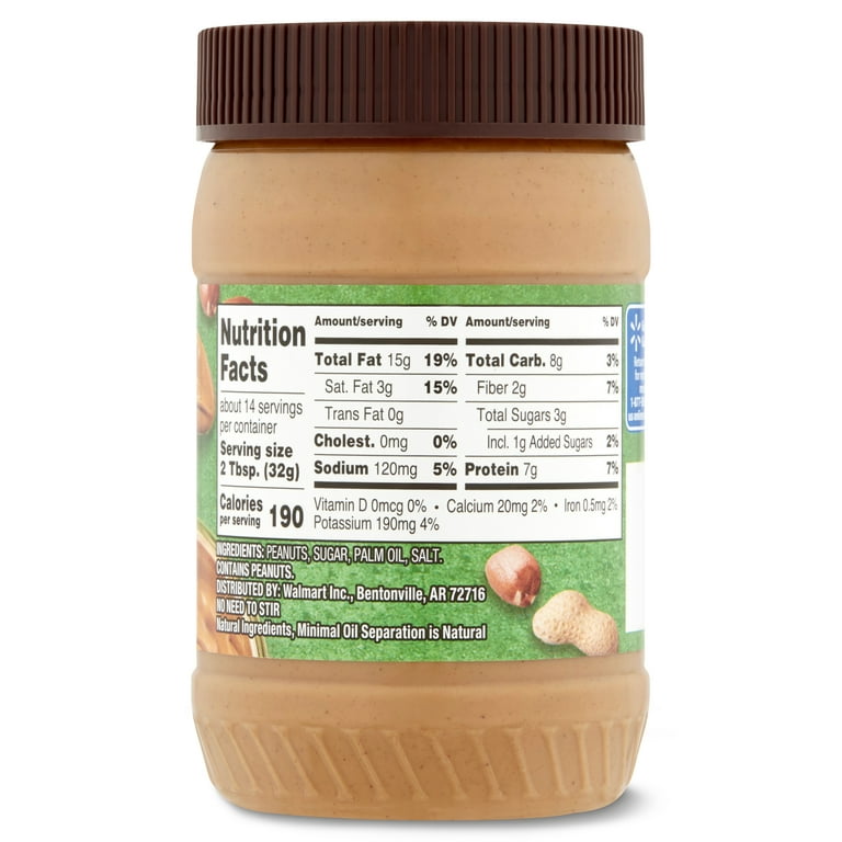 Great Value Natural No Stir Creamy Peanut Butter 16 ozs